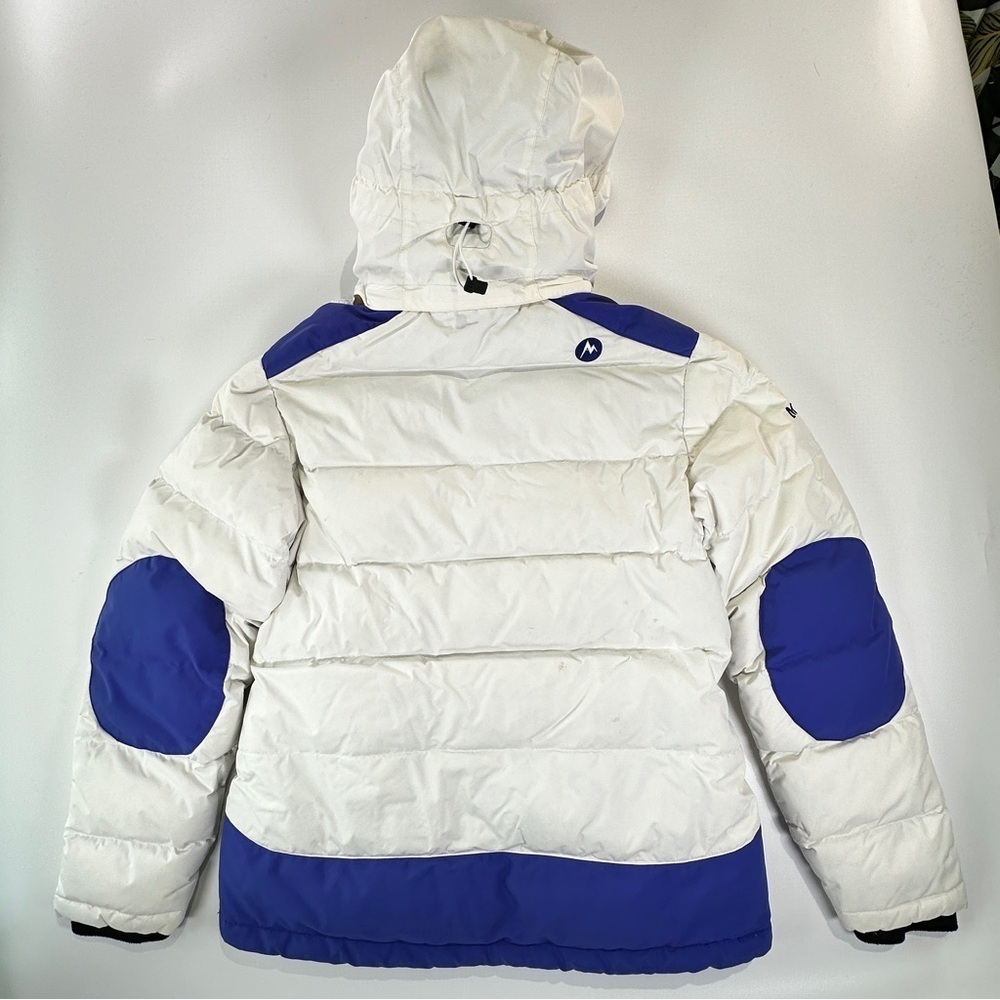 Marmot Men’s 700 Fill Down Jacket Hooded Winter Blue White Medium - Picture 13 of 16
